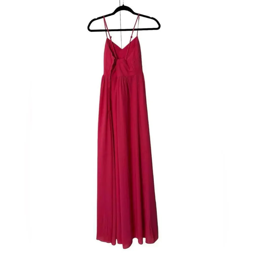 Badgley Mischka l Pink Cross Back Maxi Gown Size 2 - Picture 3 of 9